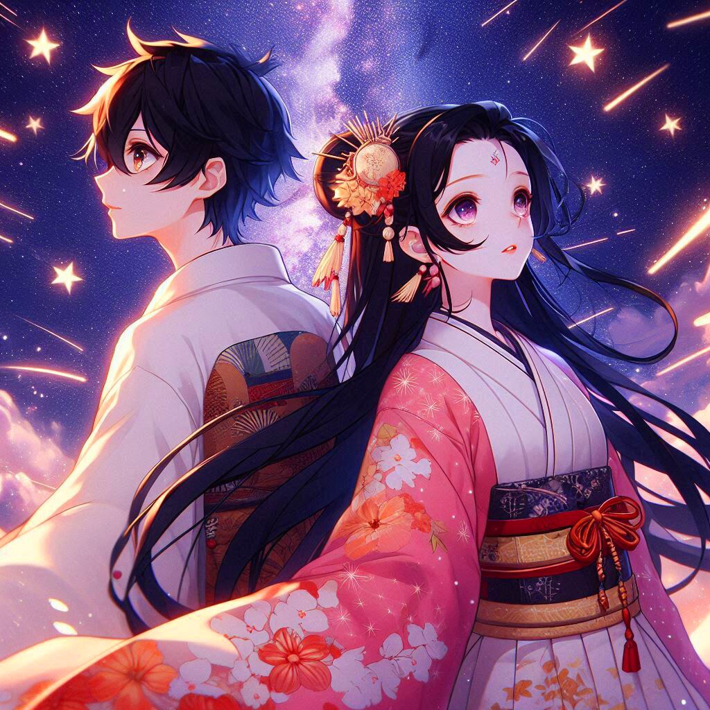 七夕の、織姫と彦星っぽい、恋人♥その1(12枚)