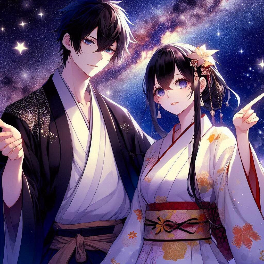 七夕の、織姫と彦星っぽい、恋人♥その1(12枚)