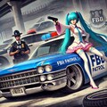 キャデラックFBIパトロールカーのドリ車と初音ミク 2枚目
