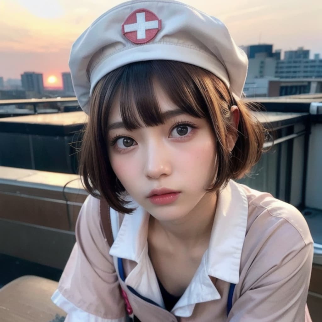 屋上でひと息入れるアヤちゃん