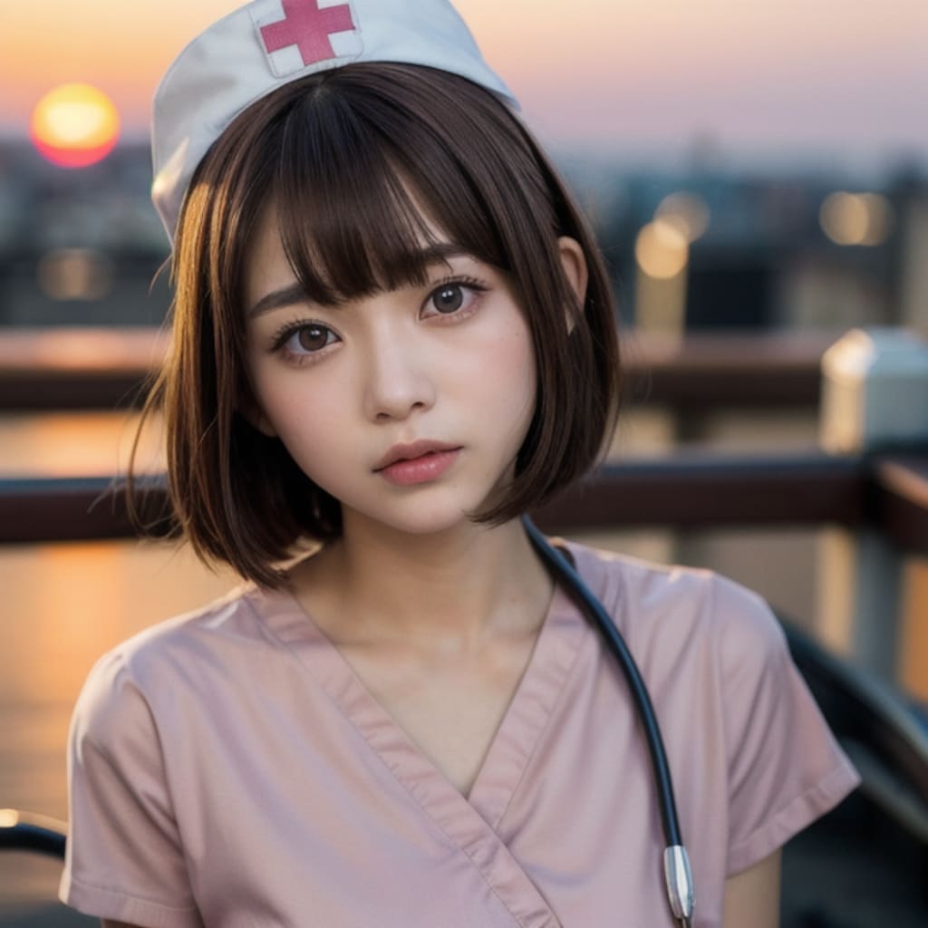 屋上でひと息入れるアヤちゃん