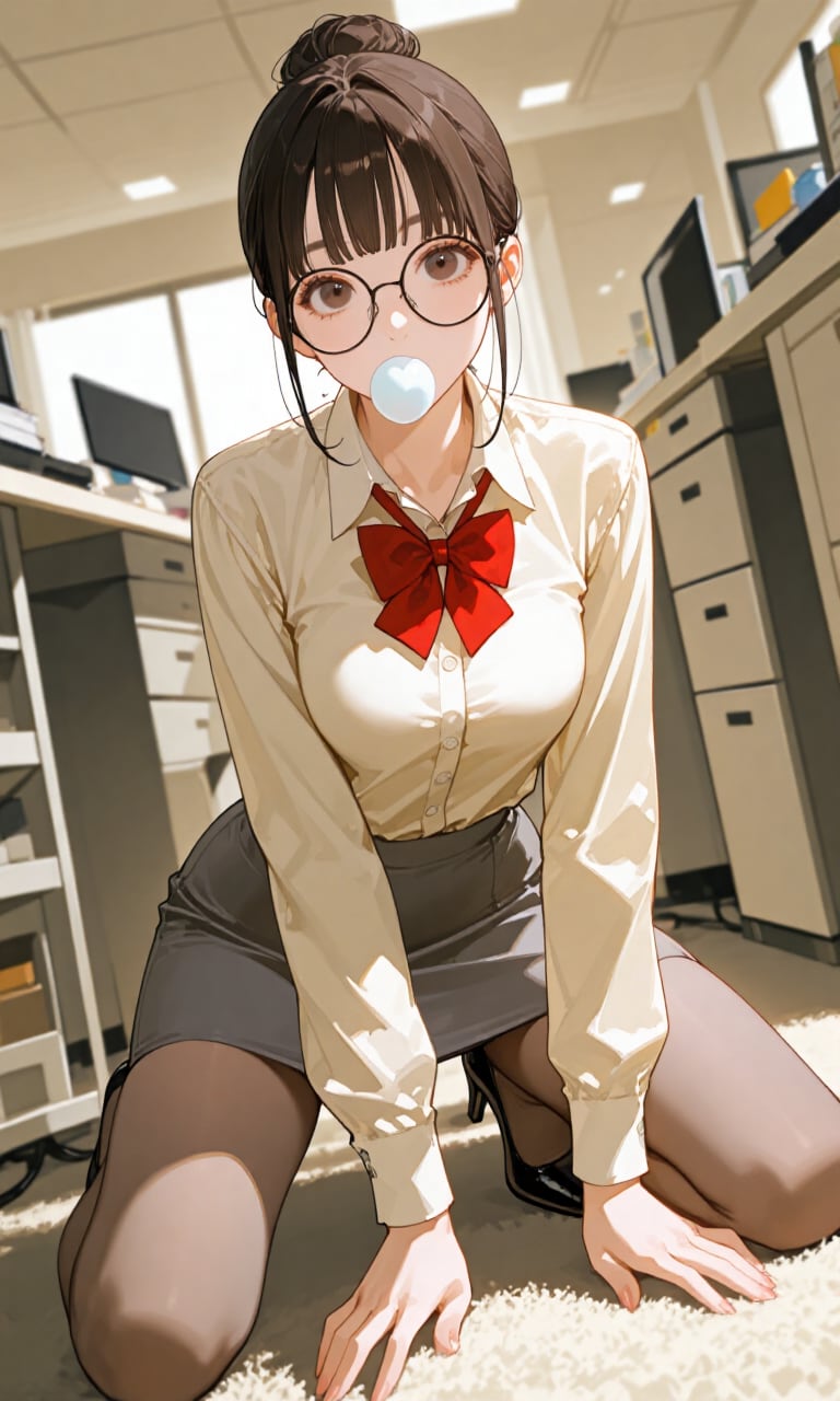 ガムを膨らすOLさん | の人気AIイラスト・グラビア