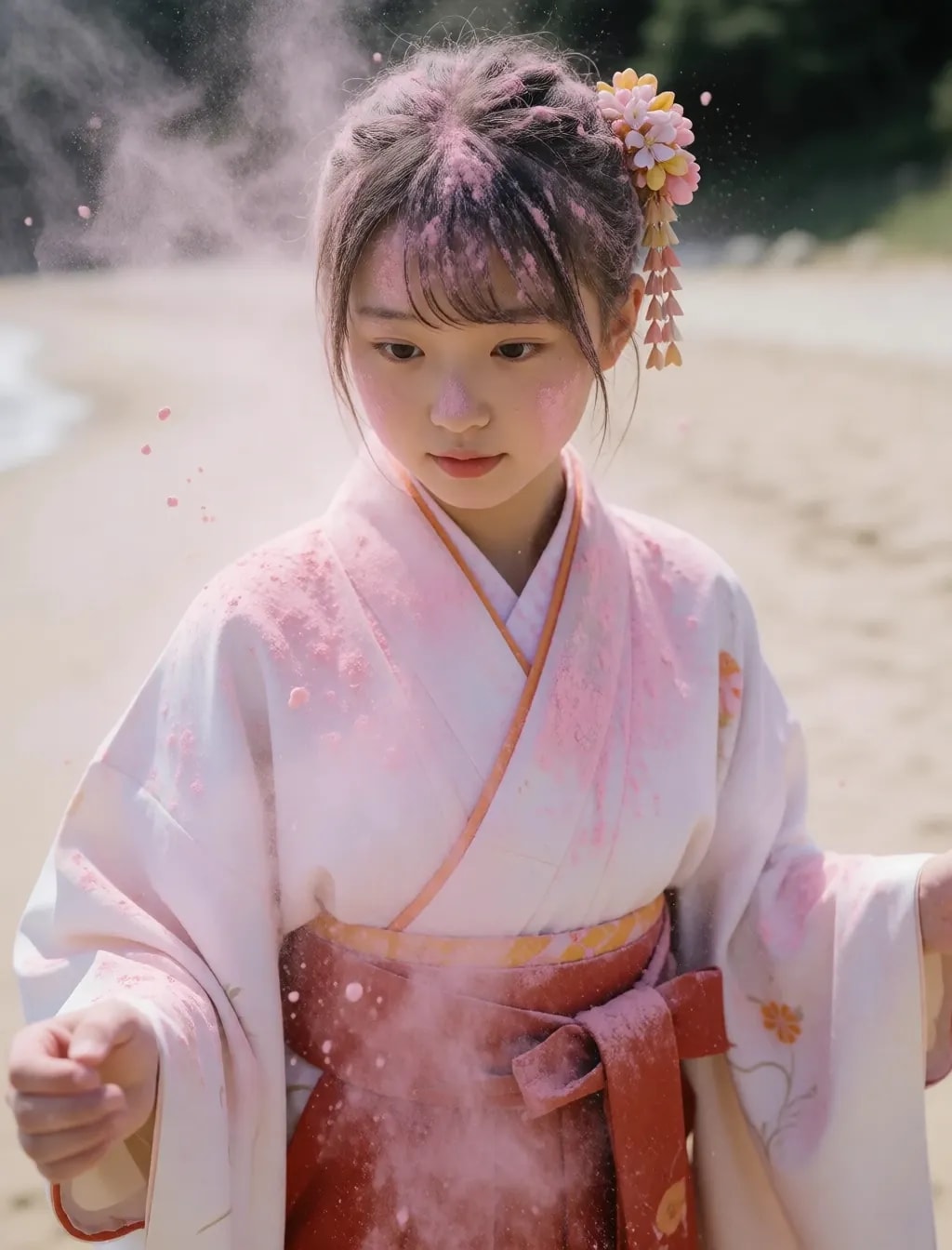今朝の粉まみれ
