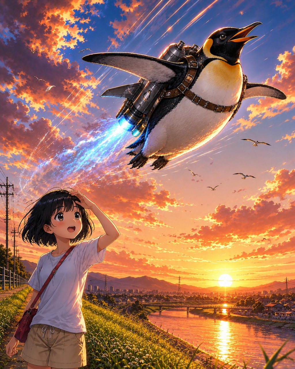 気合で空飛ぶペンギンと女の子