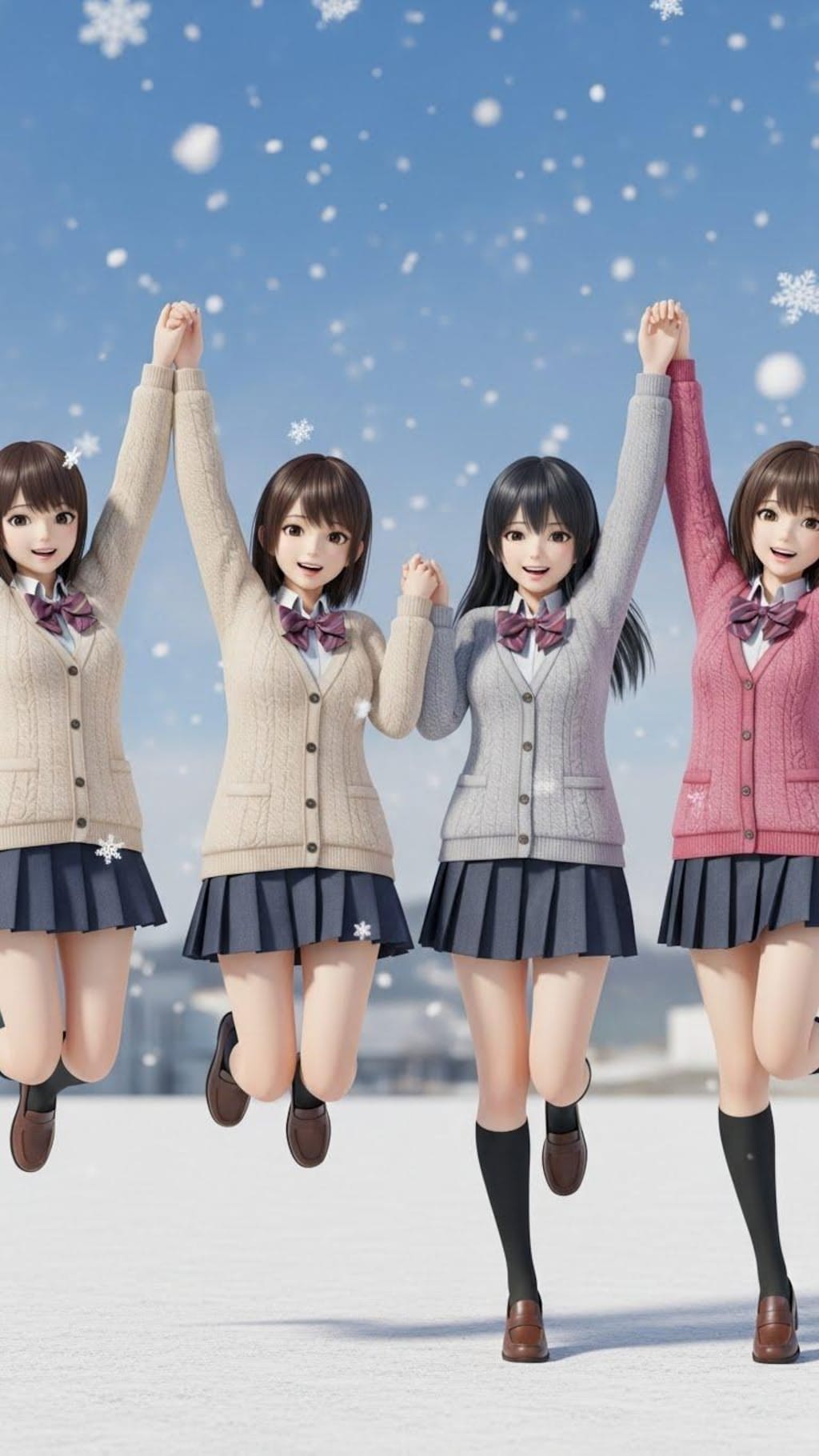 雪にはしゃぐ女子高生⑥