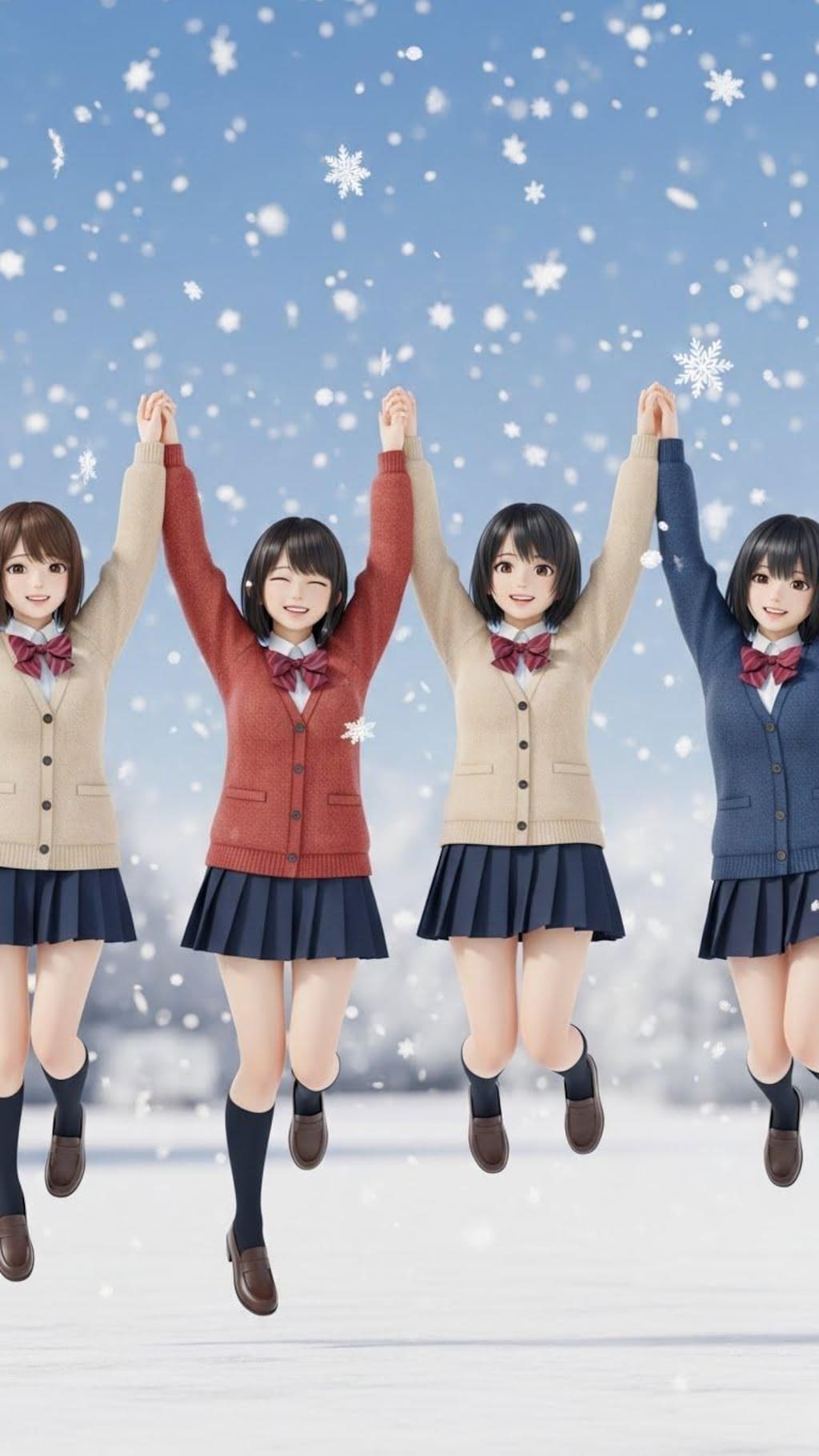 雪にはしゃぐ女子高生⑥