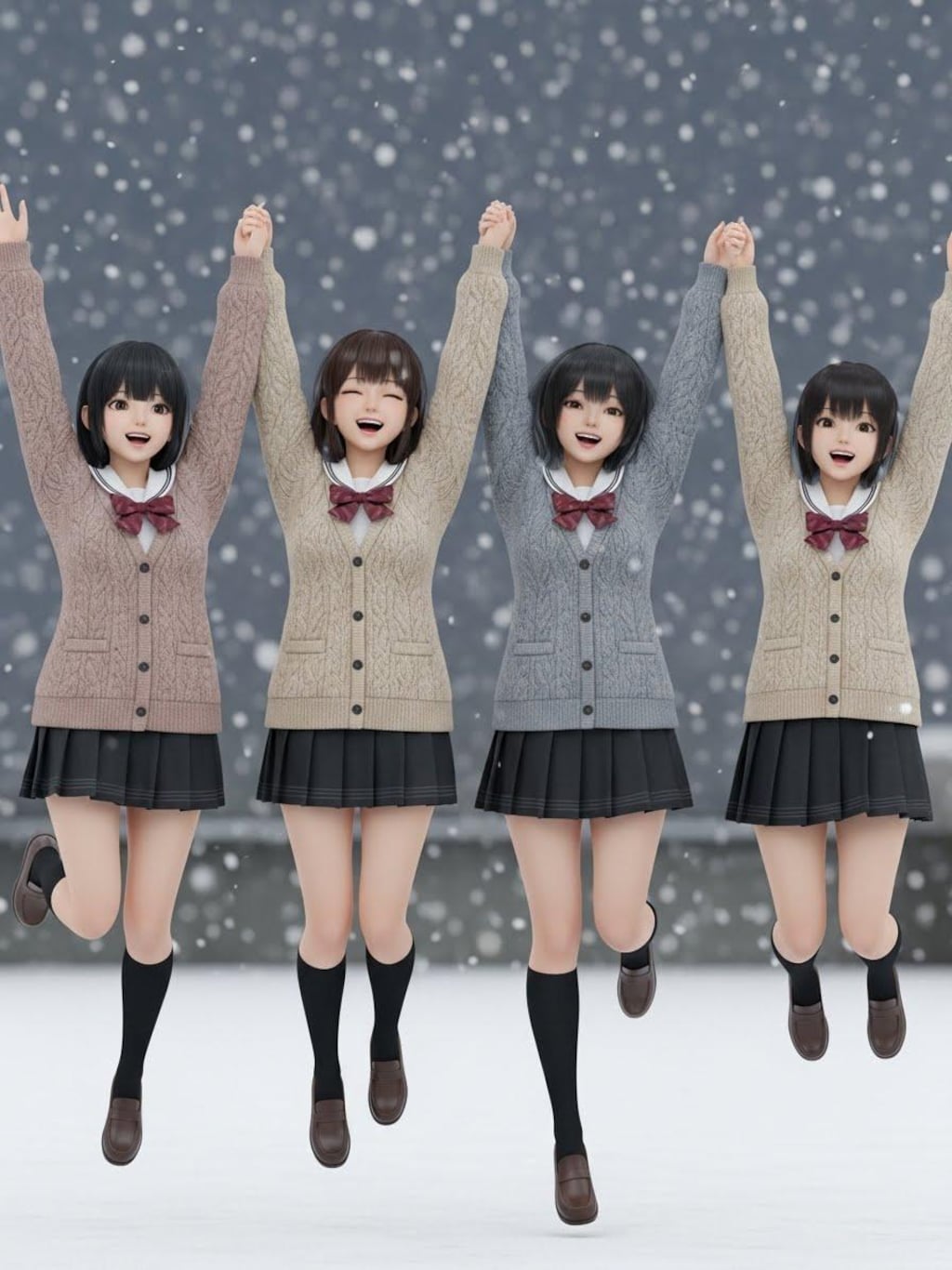 雪にはしゃぐ女子高生⑥