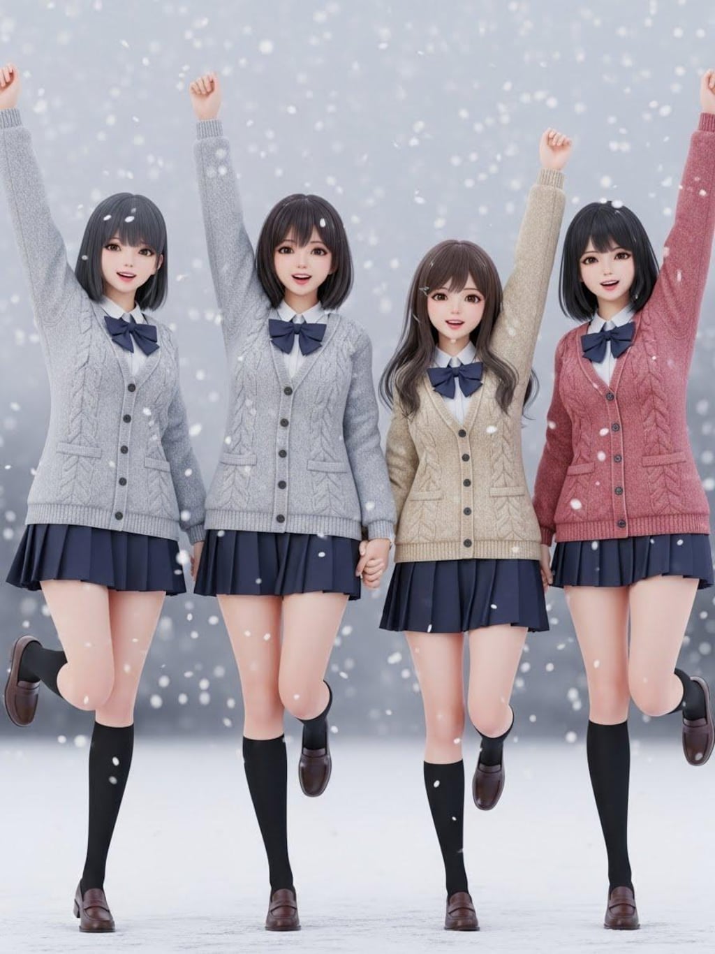 雪にはしゃぐ女子高生⑥