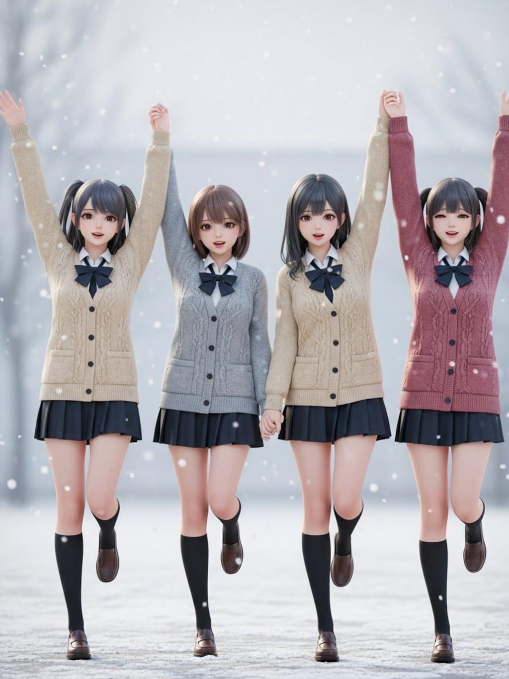 雪にはしゃぐ女子高生⑥