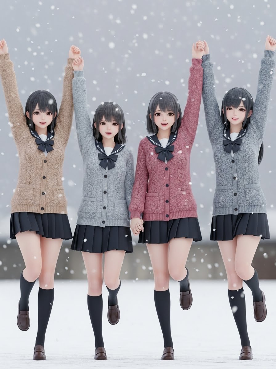 雪にはしゃぐ女子高生⑥ | の人気AIイラスト・グラビア