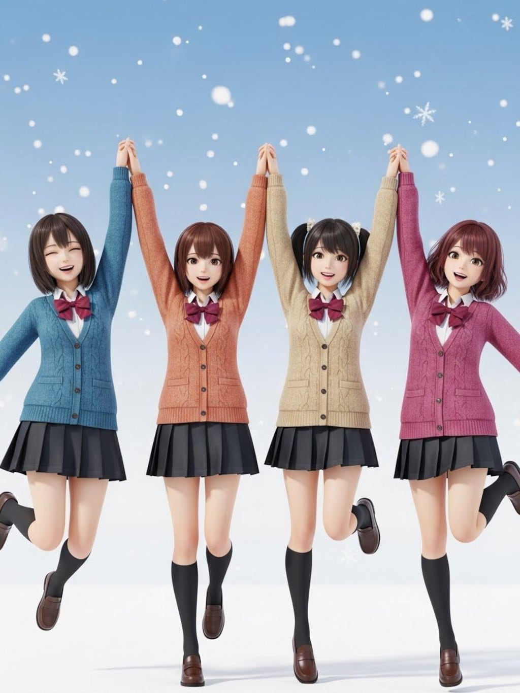 雪にはしゃぐ女子高生⑥