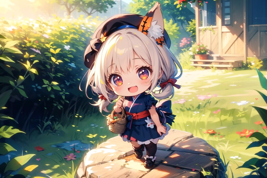 (あ-っ、ちゃんとバスケットに腕通したね-♪)(♡。