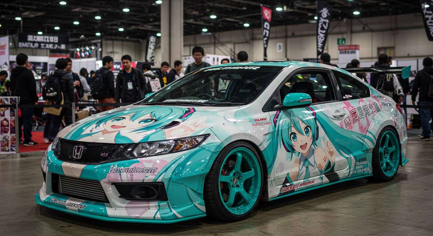 初音ミク痛車シビッククーペ | の人気AIイラスト・グラビア