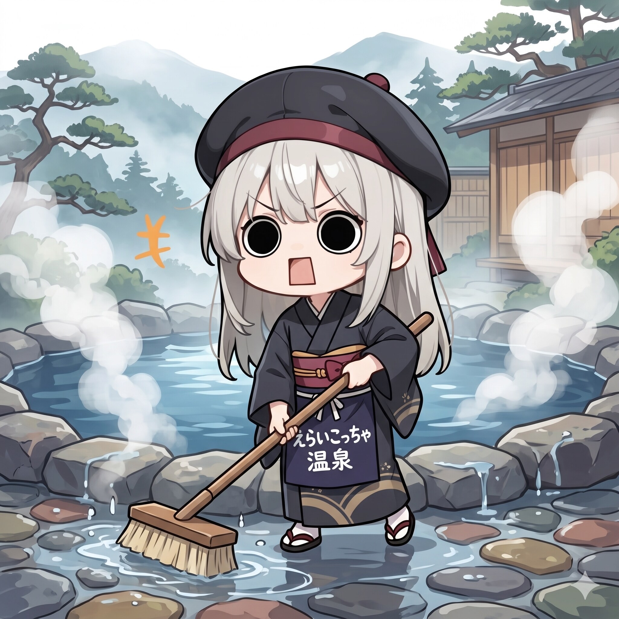 露天風呂を掃除するえらいこっちゃ嬢