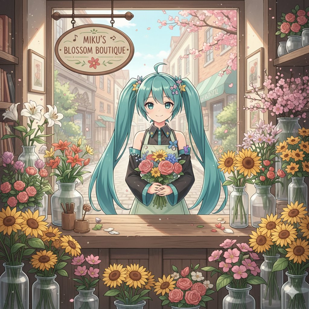 初音ミクの花屋 | の人気AIイラスト・グラビア