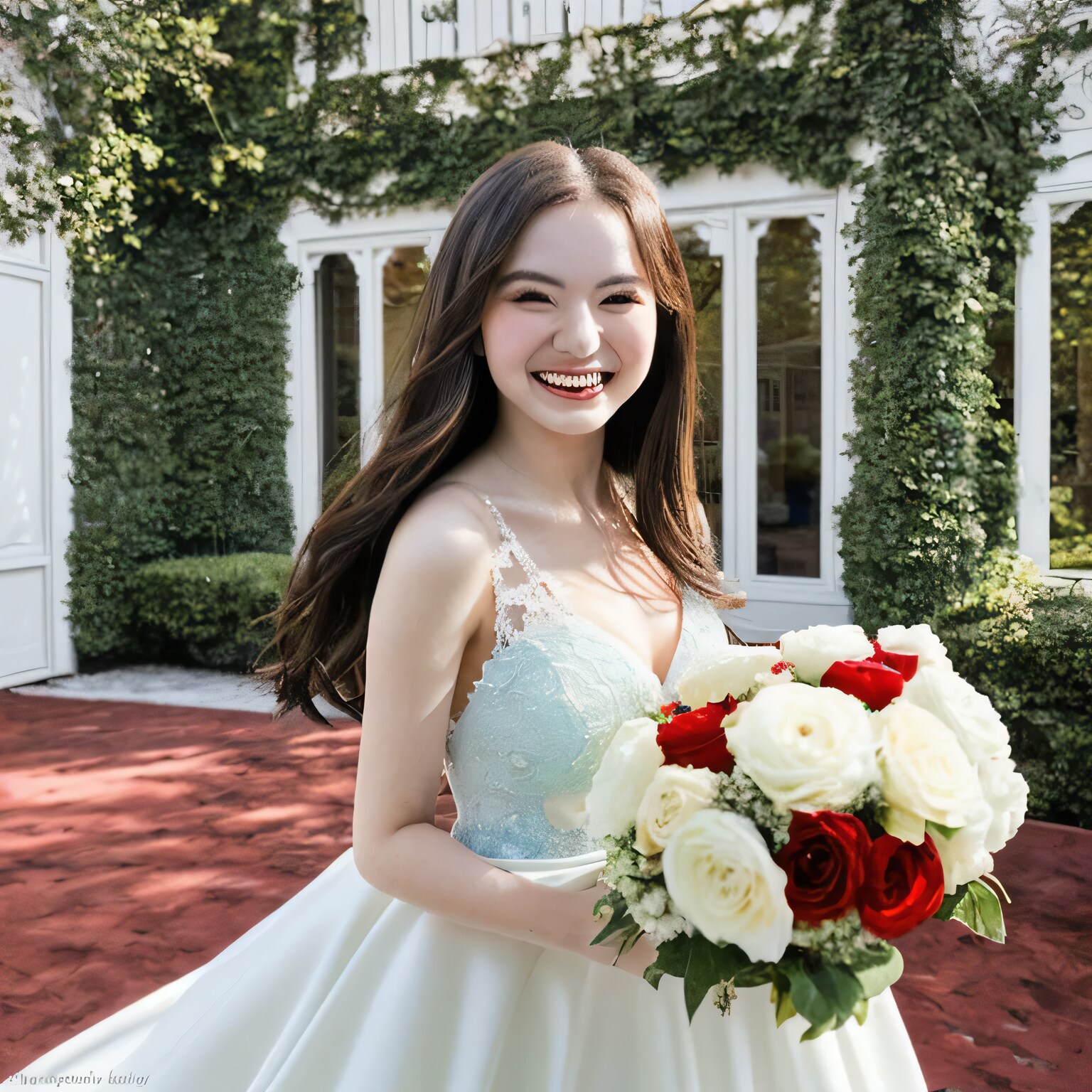 黒髪ロングでウェディングドレスの美女１１２ | の人気AIイラスト・グラビア