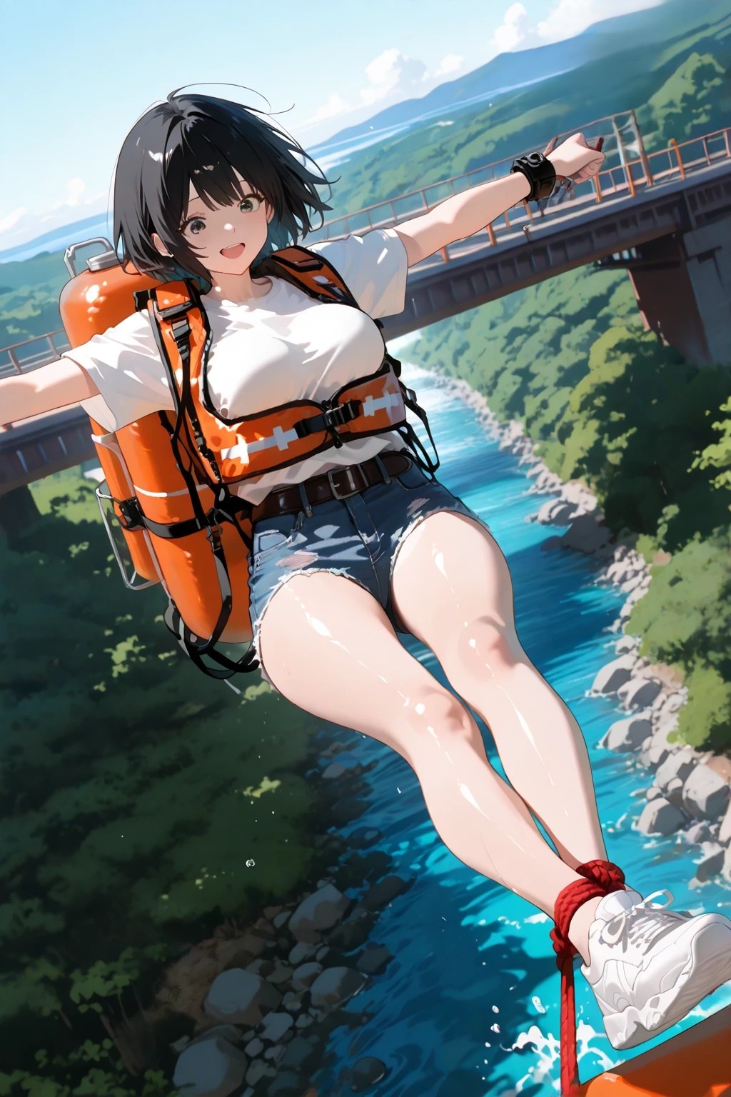 川でバンジージャンプ