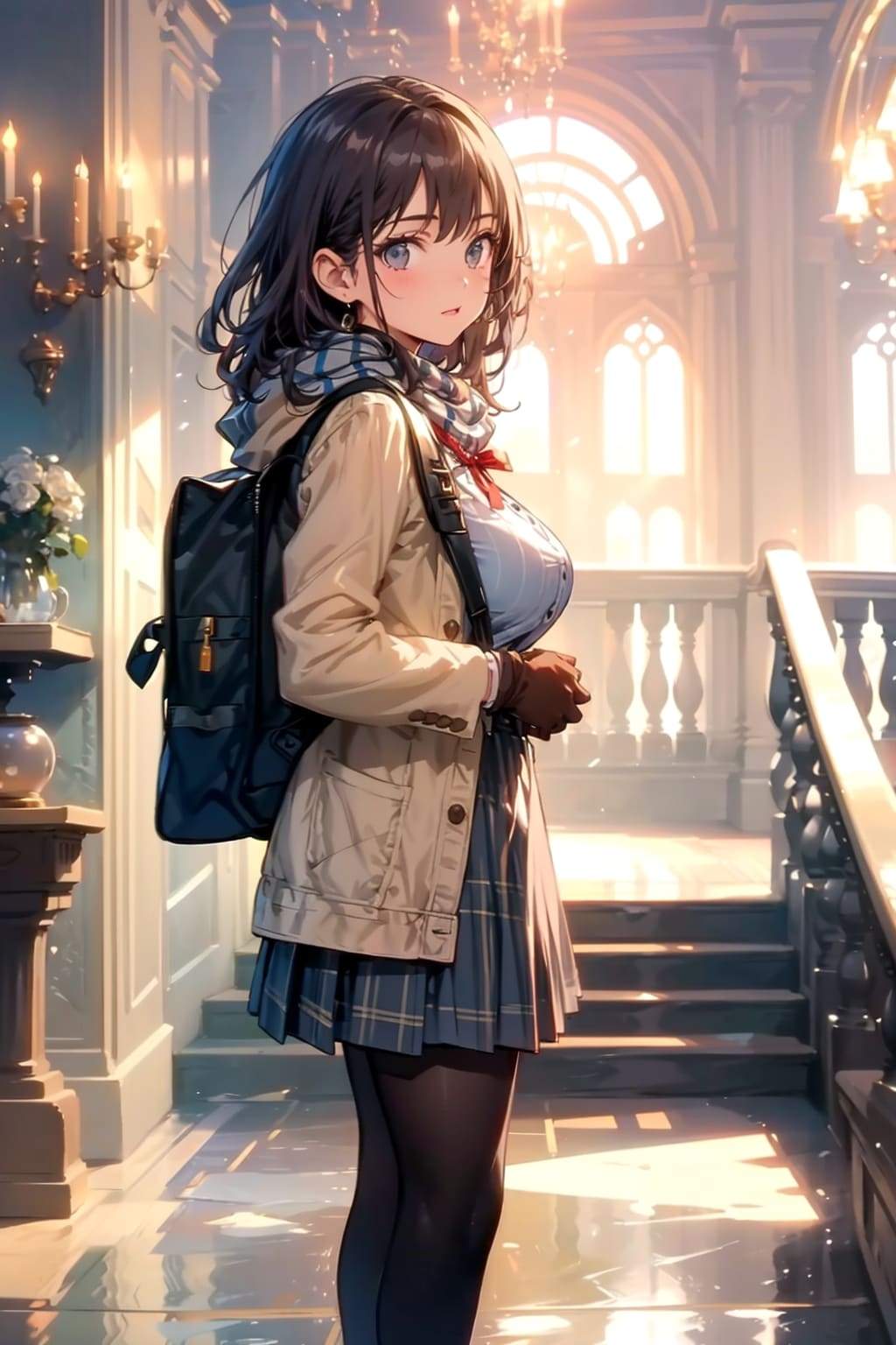 博物館を見学する女の子