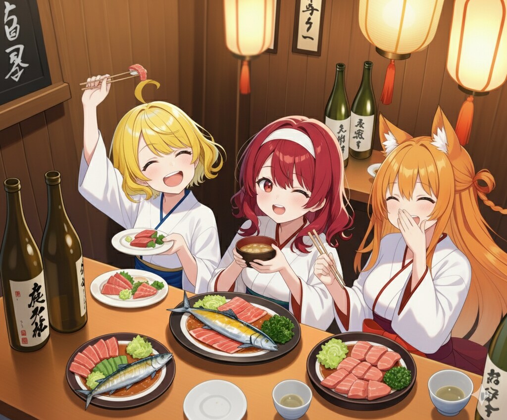 赤河レン＆黄島ユイwith秋刀魚