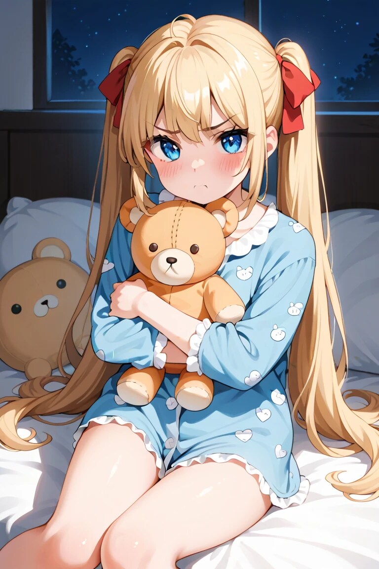 拗ねてる金髪少女が超可愛い🥺 | の人気AIイラスト・グラビア