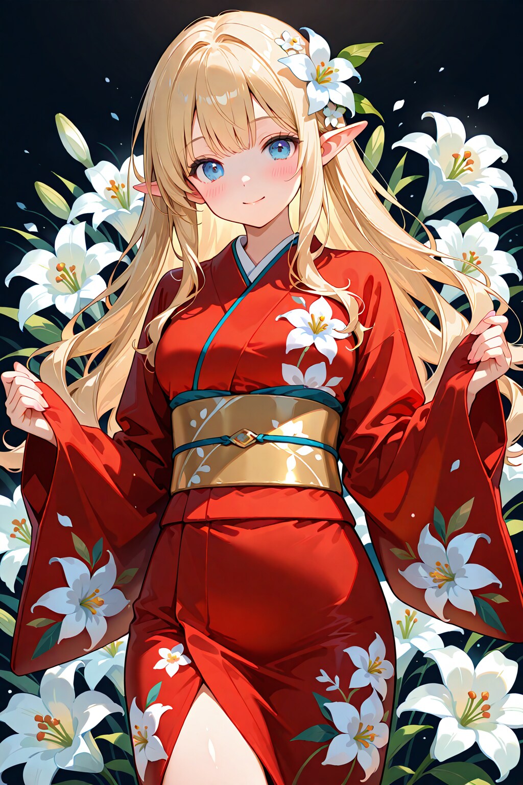 浴衣のはずなのに着物だったエルフさん | の人気AIイラスト・グラビア