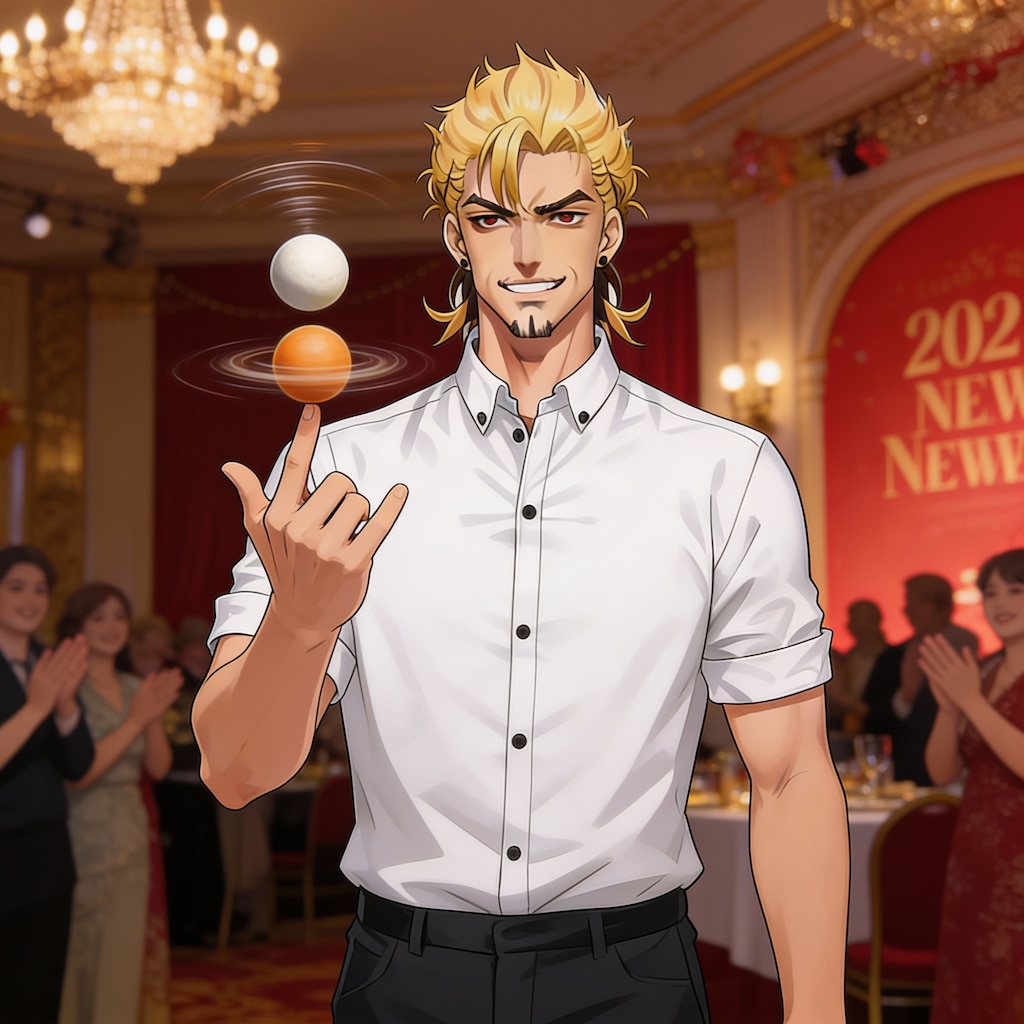 指先ボール回しを披露する店長