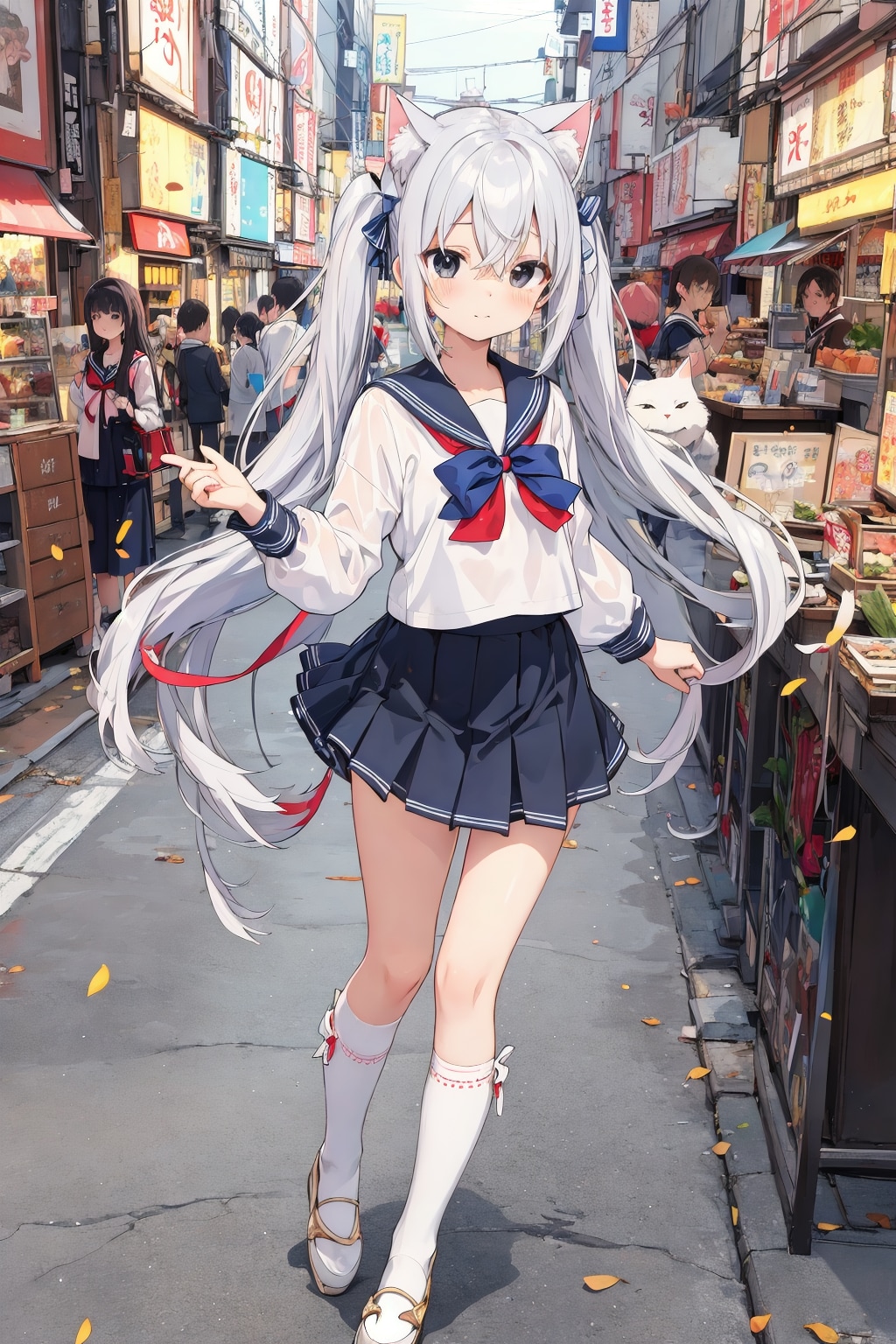 猫耳少女歩く