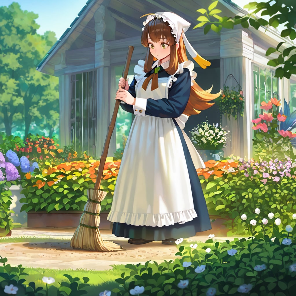 お庭の掃除 | の人気AIイラスト・グラビア