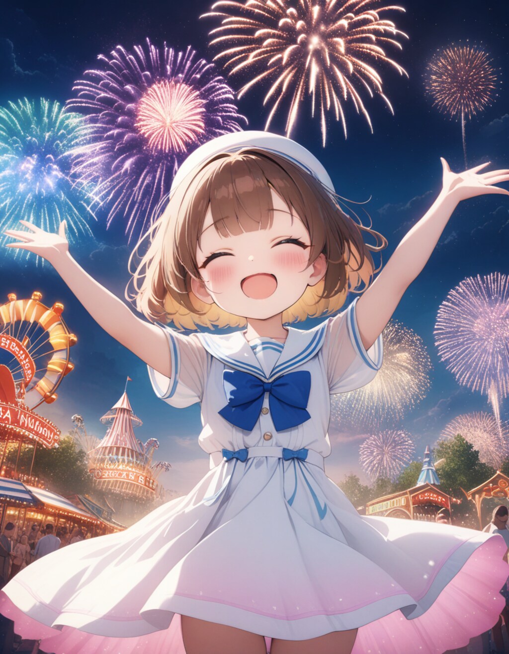 遊園地の花火大会