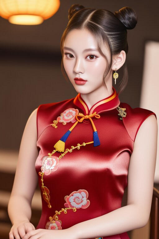 チャイナ服にはやっぱお団子ヘア