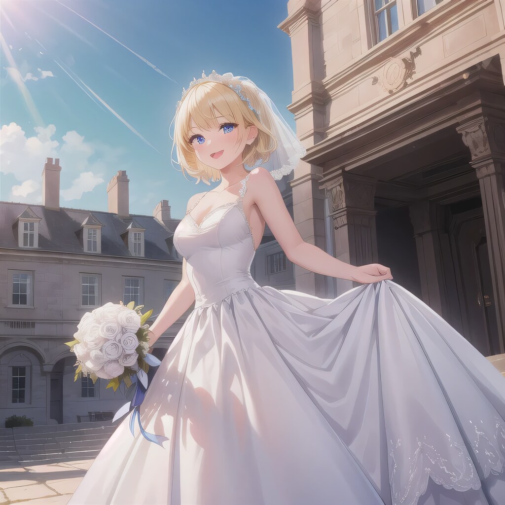 金髪ボブでウェディングドレスの少女７