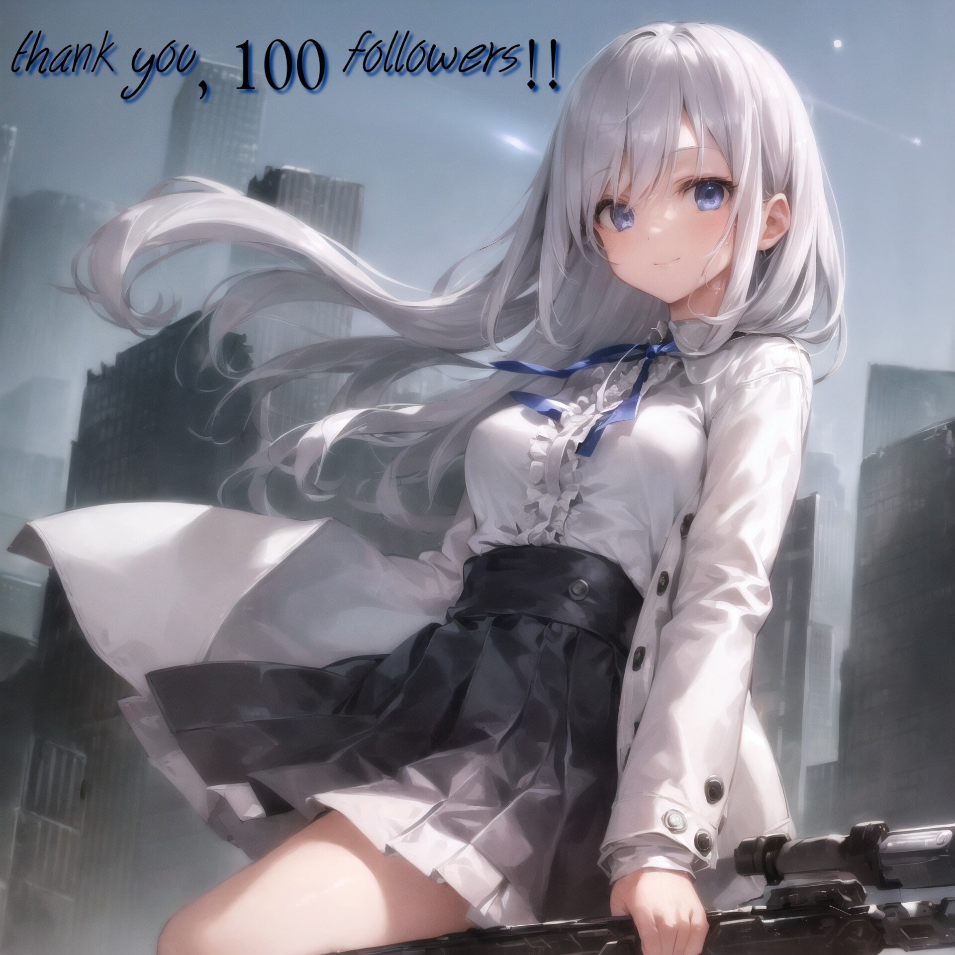 フォロワー100人記念・銀髪ちゃん