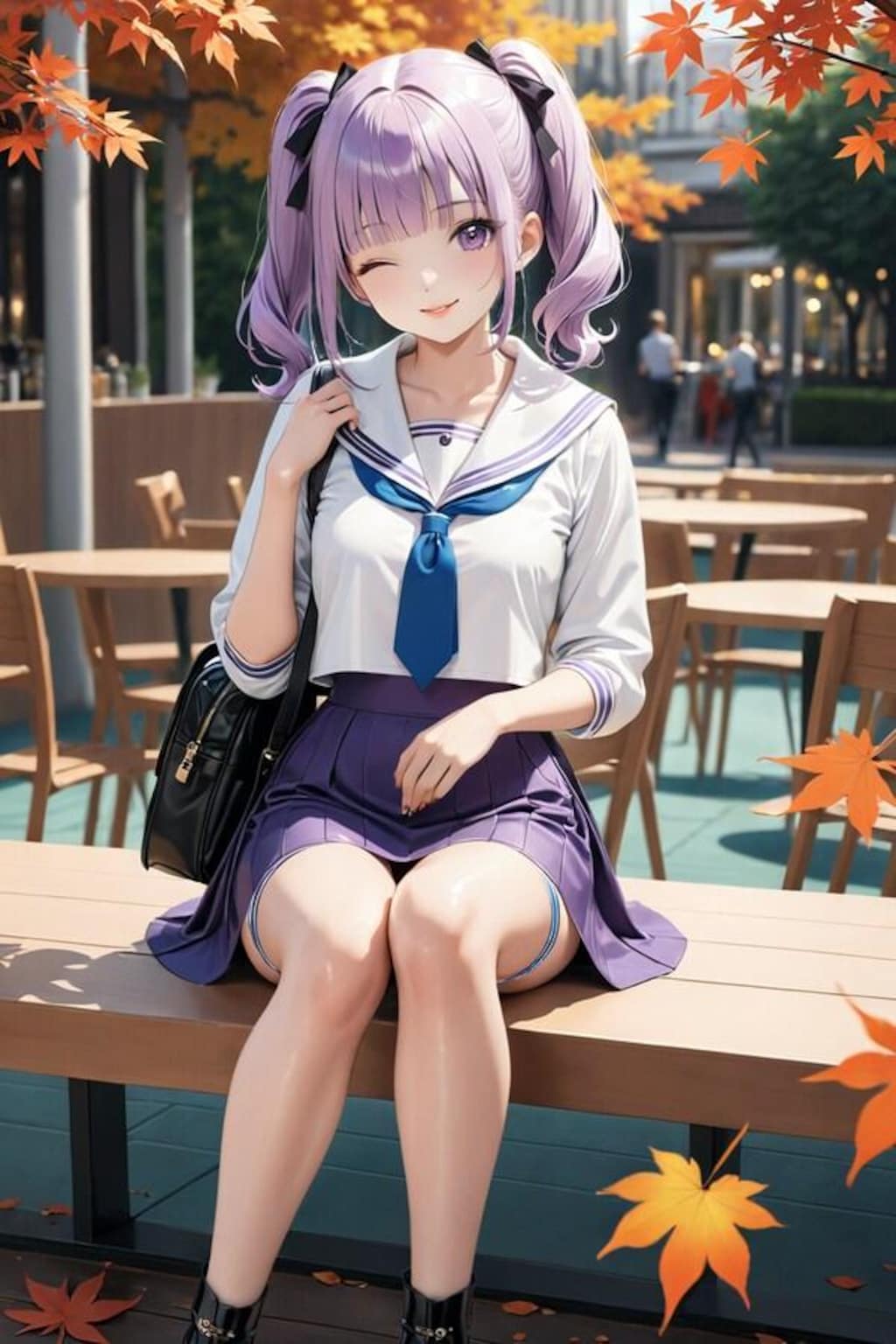 秋に生成した絵梨奈ちゃんの制服作品をリメイクしたら❗️