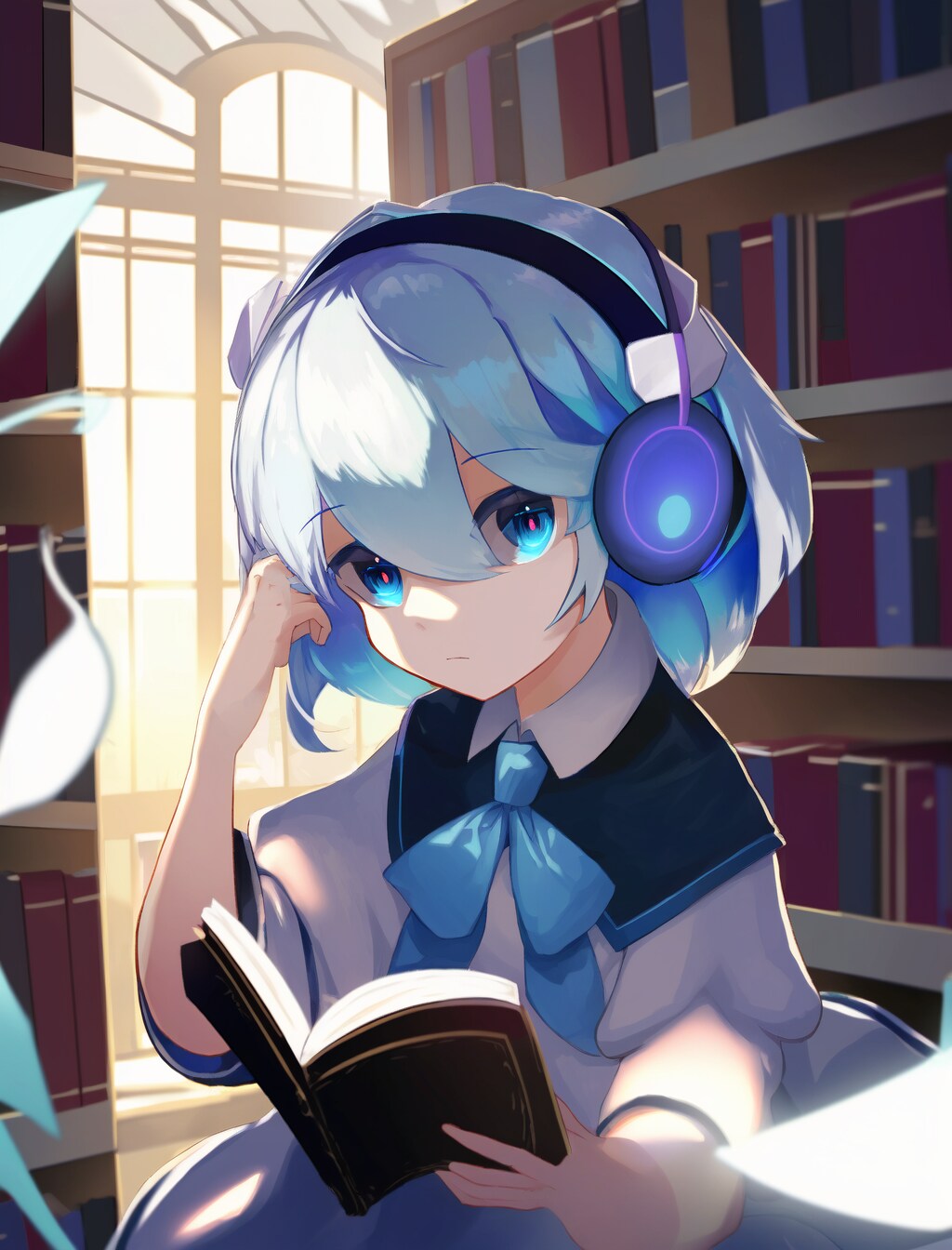 図書館にて 学習するAI