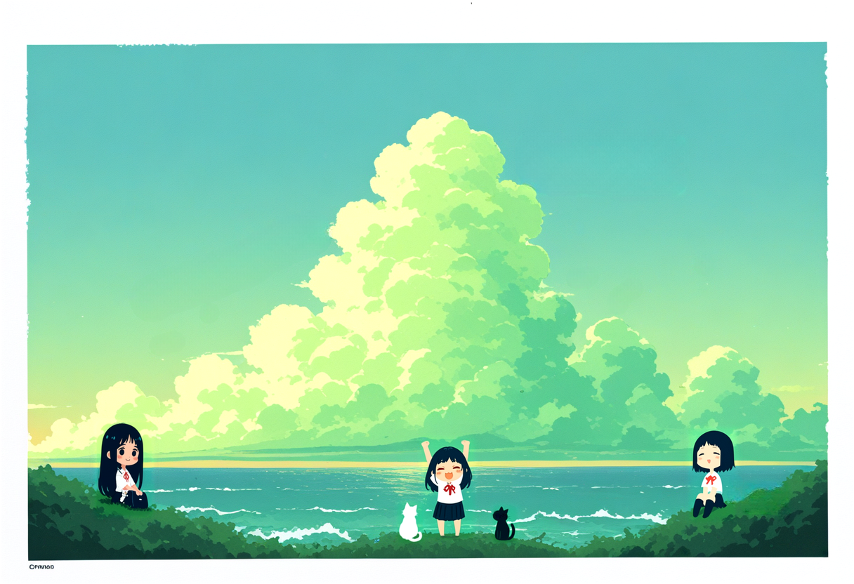 おーい、はやく来なよー、猫いるよー！ | の人気AIイラスト・グラビア