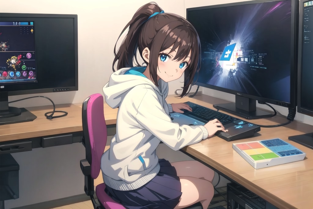 プログラミング中のホカちゃん