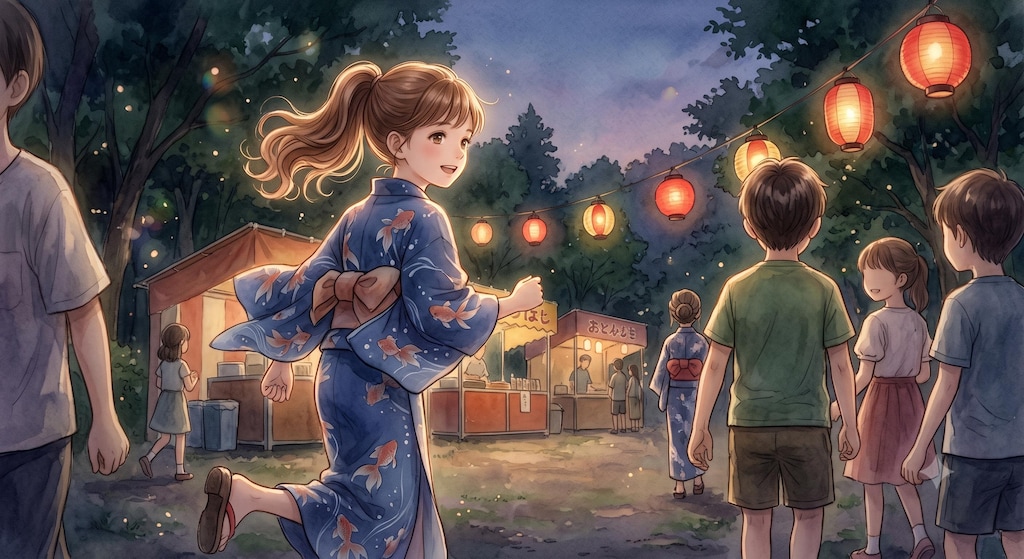 夏宵（なつよい）の灯芒（ひかり）　★印象派系イラスト（AI併用作品）★