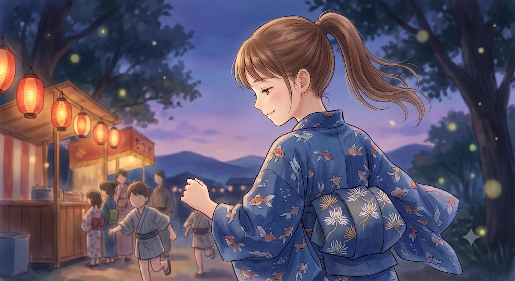 夏宵（なつよい）の灯芒（ひかり）　★印象派系イラスト（AI併用作品）★