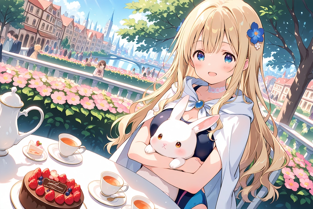 競泳水着でティータイム