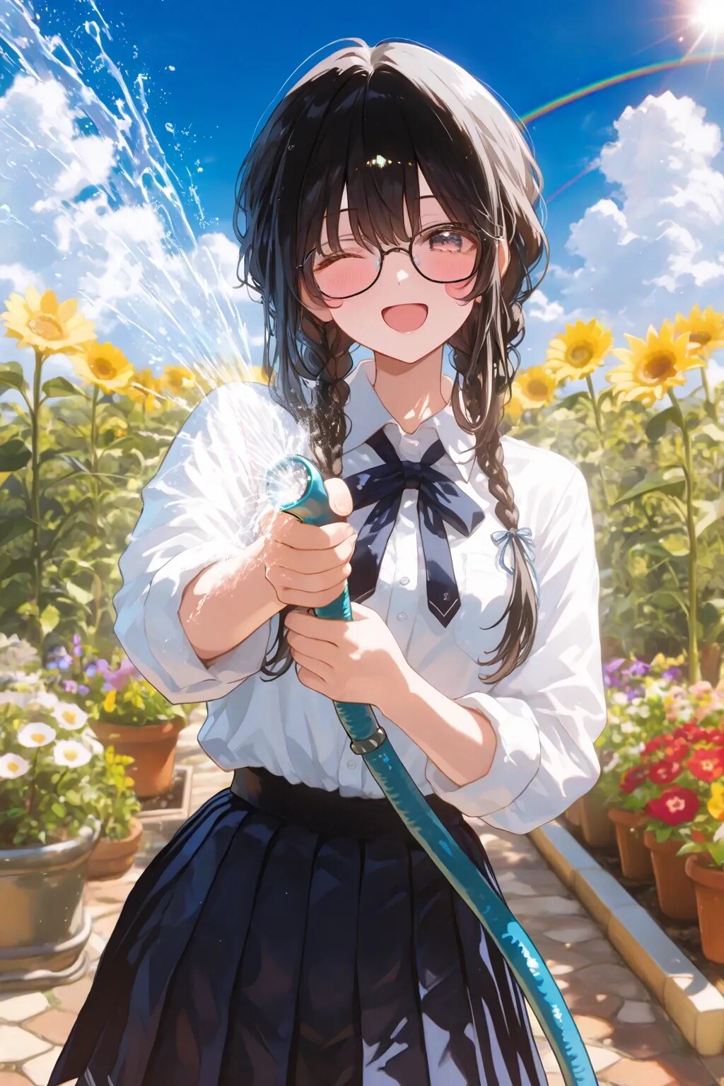 ひまわりだと思った？眼鏡三つ編みの応援投稿ですw