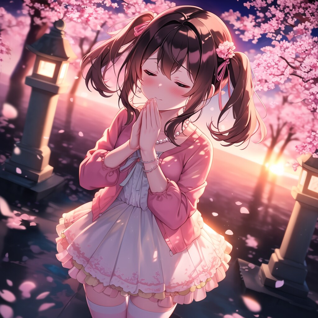 桜の木の下でお祈り