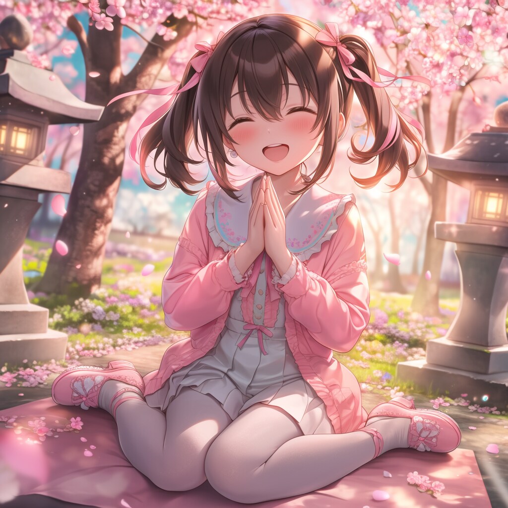 桜の木の下でお祈り