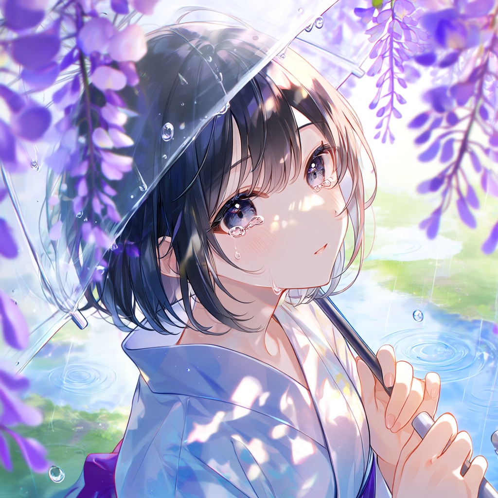 藤の下の涙と雨音 | の人気AIイラスト・グラビア