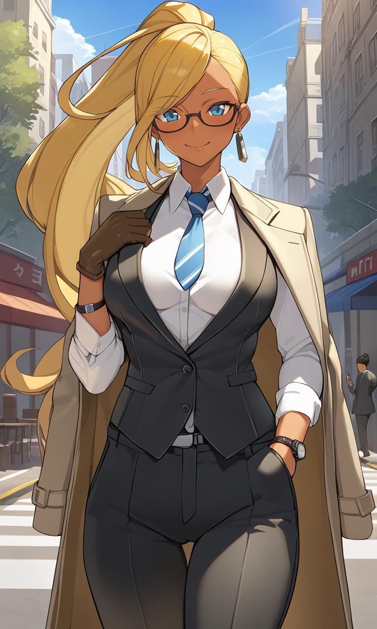 スーツ姿の金髪ポニーテール少女 | の人気AIイラスト・グラビア