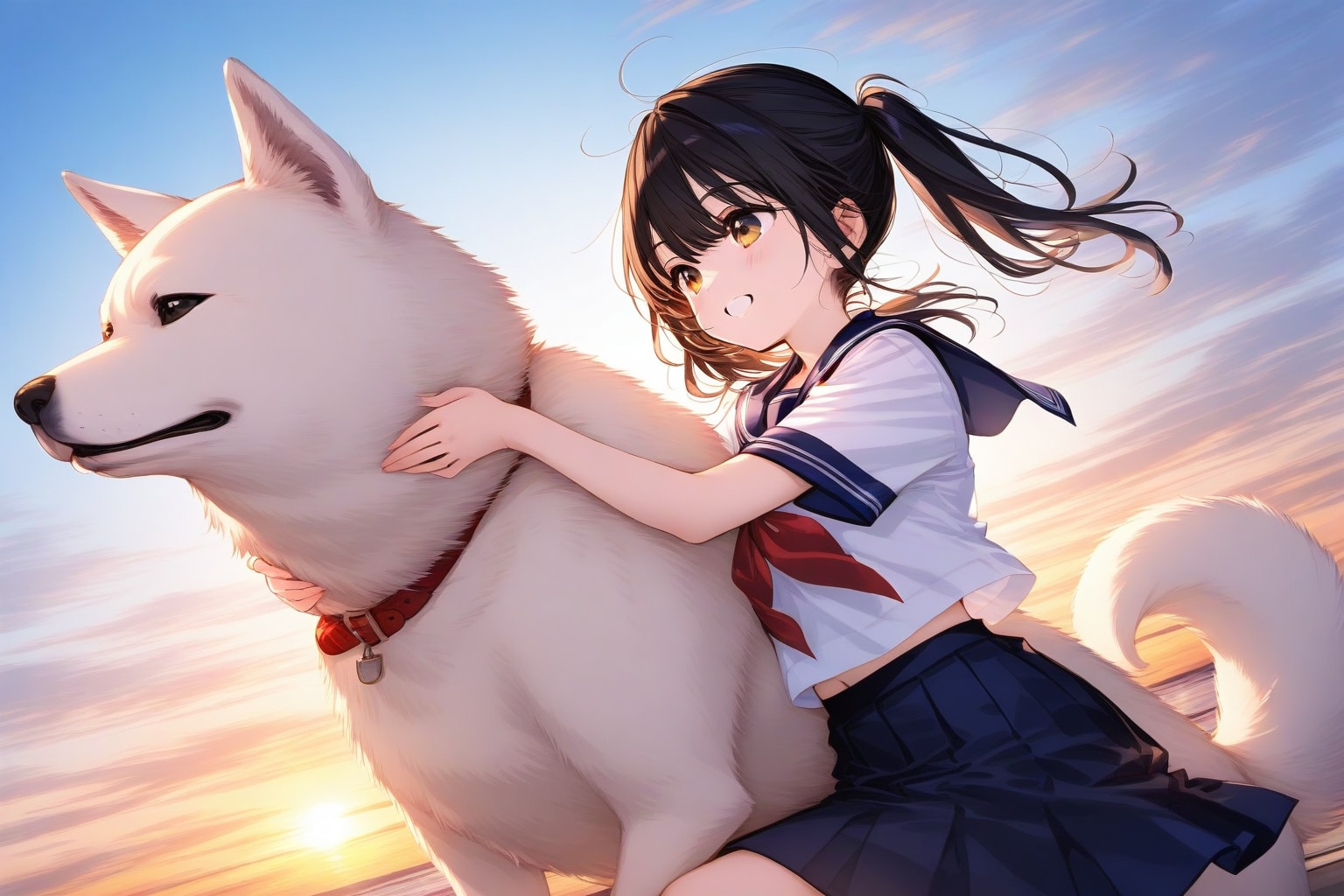 波の音と、犬と、君と | の人気AIイラスト・グラビア