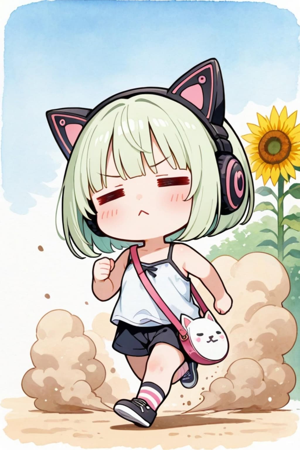 散歩する緑髪ちゃん