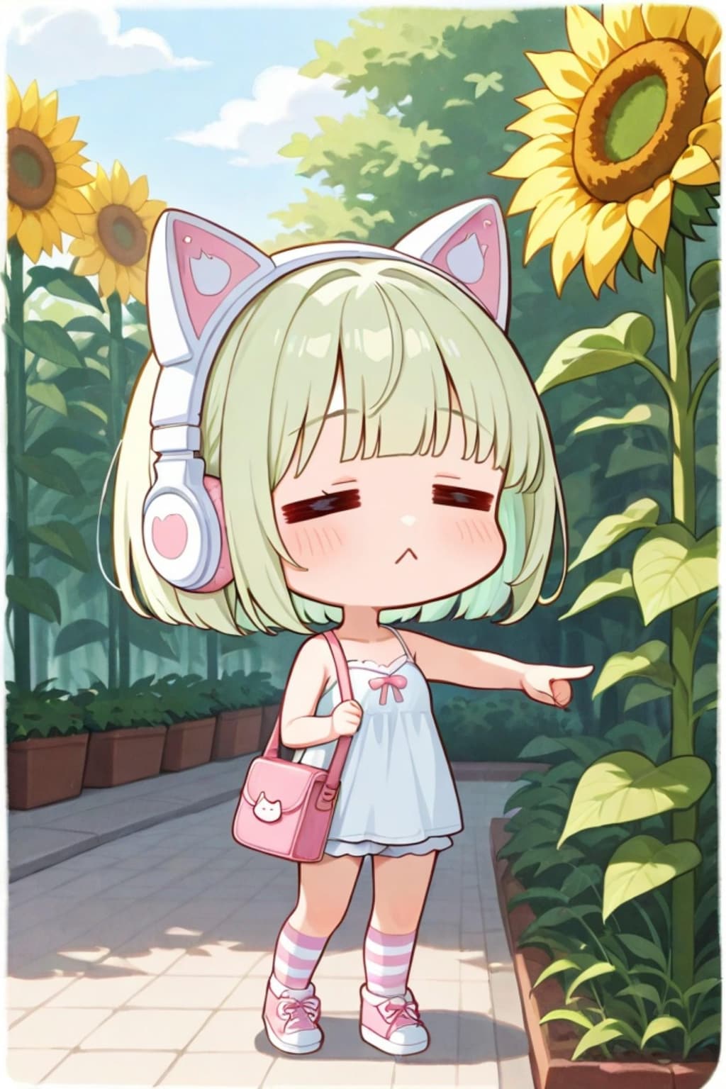 散歩する緑髪ちゃん