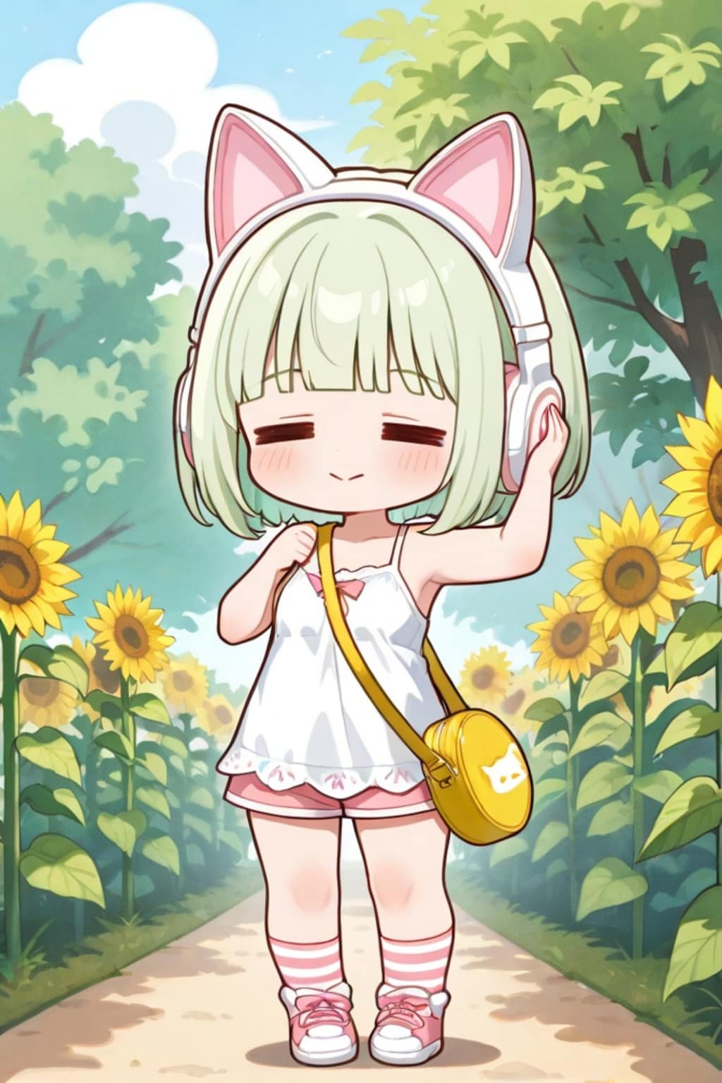散歩する緑髪ちゃん