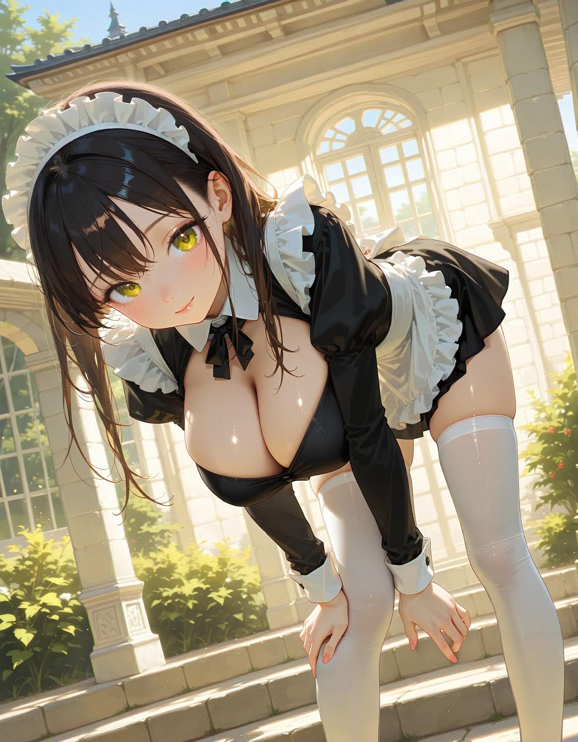 メイドさん前かがみ