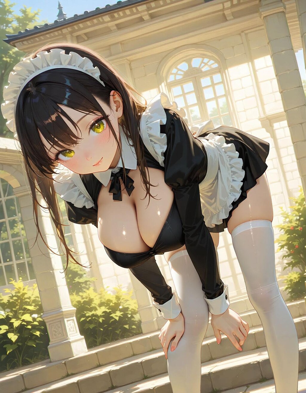 メイドさん前かがみ
